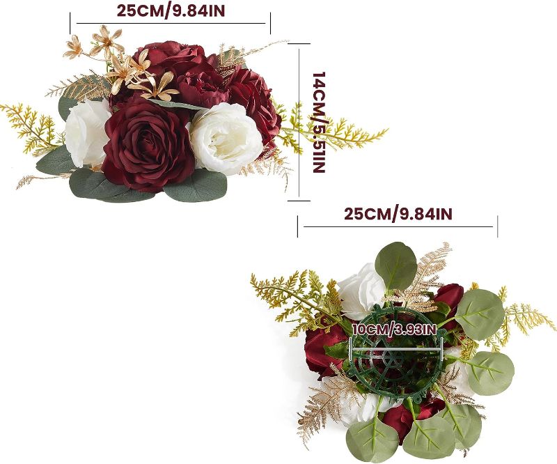 Photo 2 of MISSPIN 2 pcs Artificial Flower Balls for Wedding Centerpieces Table Decorations Fake Rose Peony Floral Ball Arrangement Bouquet Party Home Decoration (Vase not Included)