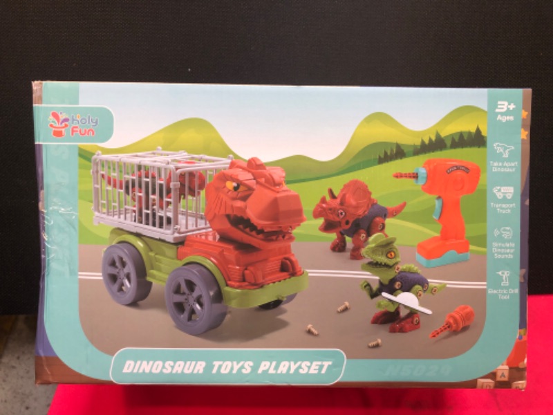 Photo 1 of CUTE STONE Dinosaur Truck, Dinosaur Transport Car Carrier Truck with Dinosaur Toys, Friction Powered Cars, Activity Playmat, Dino Car Playset Toys for Kids Boys Grils