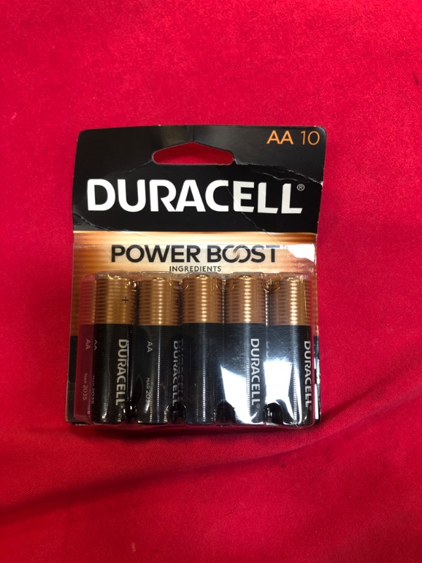 Photo 2 of Duracell Coppertop AA Batteries with Power Boost Ingredients, 10 Count Pack Double A Battery with Long-lasting Power, Alkaline AA Battery for Household and Office Devices