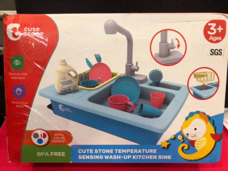 Photo 1 of CUTE STONE Kitchen Sink Toys Blue and Tea Party Playset, Great Gift for Boys Girls