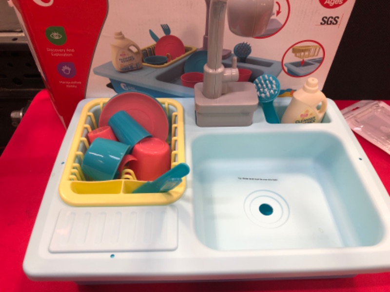 Photo 2 of CUTE STONE Kitchen Sink Toys Blue and Tea Party Playset, Great Gift for Boys Girls
