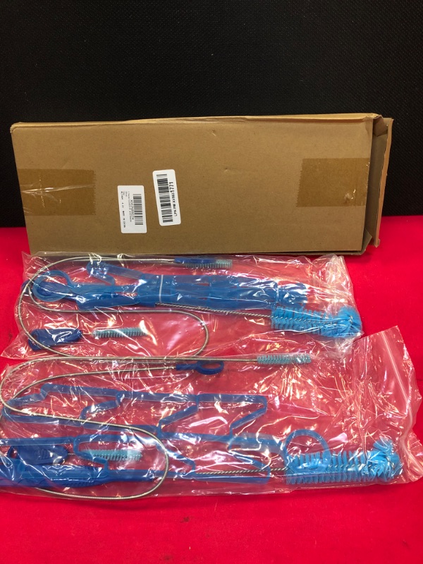 Photo 1 of 2 Packs Hydration Bladder Cleaning Kit, 8 in 1 Water Bladder Cleaning Brush Kit Includes Flexible Long Bladder Brush for Hose Small Bite Valve Brush Big Brush Drying Collapsible for Bladder Blue