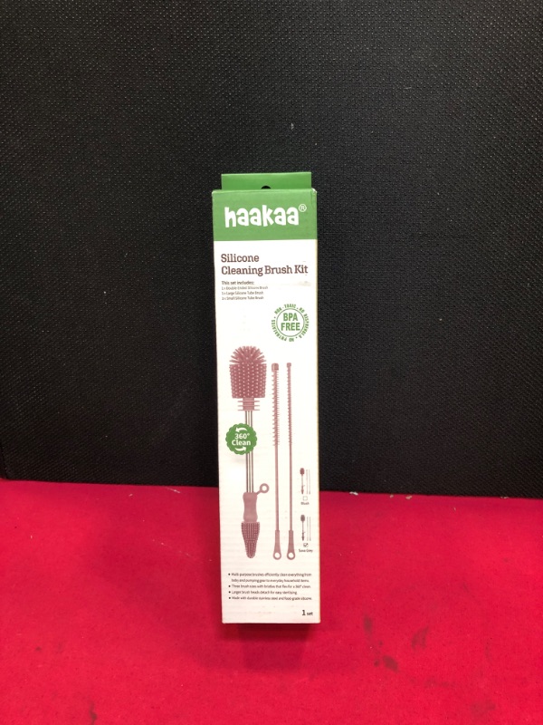 Photo 2 of haakaa Silicone Cleaning Brush Kit - SUVA Grey - Bottle Brush for Breast Pumps, Breast Milk Collector, Baby Bottles, Nipples, Breastmilk Storage Bags