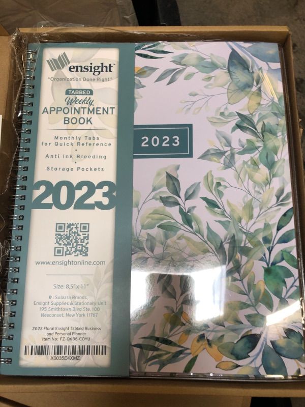 Photo 2 of 2023 Ensight Tabbed Appointment Book & Planner 8.5 x 11 inches, Large Tabbed Daily Hourly Weekly Planner, Calendar and Schedule Book 15-Minute time Slots, Business and Personal Planner (Floral) 2023 Floral New Edition