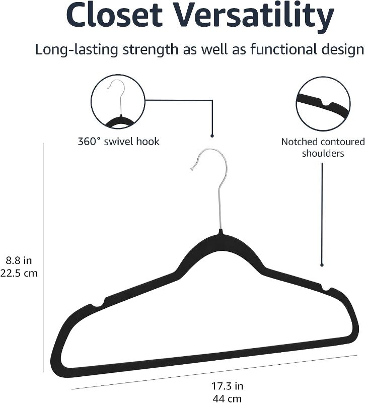 Photo 1 of 10 pack Amazon Basics Slim Velvet, Non-Slip Suit Clothes Hangers