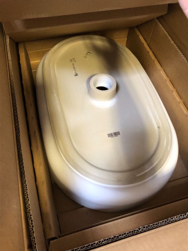 Photo 2 of 21.6 in. Ceramic Oval Vessel Bathroom Sink in White
