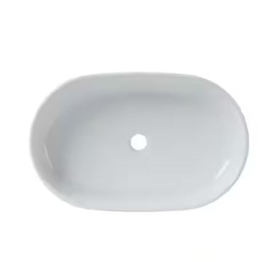 Photo 1 of 21.6 in. Ceramic Oval Vessel Bathroom Sink in White
