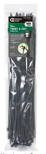 Photo 1 of 14 in. Twist and Cut Cable Tie, Black (100-Pack)
