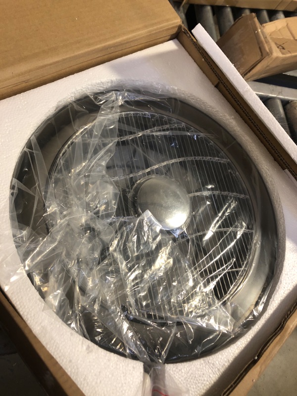Photo 1 of 7PM Bladeless Ceiling Fan with Light and Remote 16 Inch Low Profile Flush Mount 30W LED Modern Enclosed APP Dimmable Smart Ceiling Fan for Bedroom Kid's Room