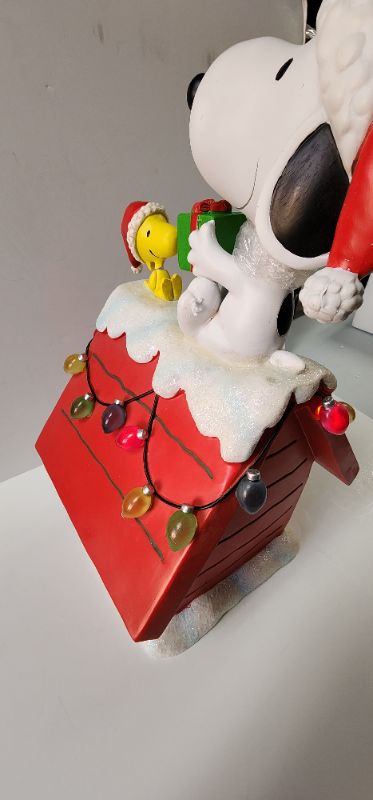 Photo 8 of 19" Peanuts Snoopy & Woodstock Holiday Dog House. For Indoor Decorative Use Only. The beloved Peanuts characters, Snoopy & Woodstock, have become synonymous with the Holidays since their debut over 70 years ago. Bring the magic of these cherished characte