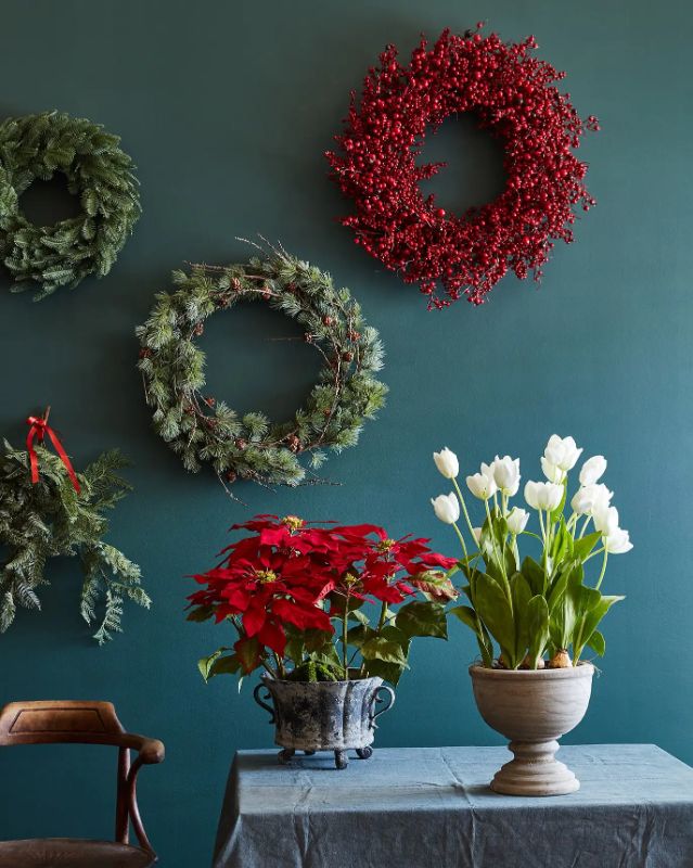 Photo 3 of KIRLAND Holiday 28" Artificial Red Berry Wreath. When fully shaped, this wreath measures 28"L x 7"W x 28"H. Accentuate your space with this festive red wreath. Hang on your door, mantel, or use as a centerpiece decoration surrounded by your favorite Winte