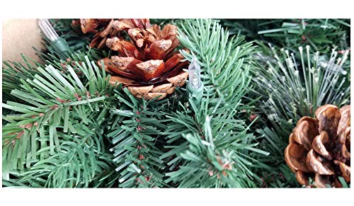 Photo 3 of Pre-Lit 9 Ft Garland with 90 Dual Color LED Lights and Pinecones. Kirkland Signature 9-FT Pre-Lit Garland. 90 Dual Color LED Lights (White or Multicolor). 400 branch tips, 18 pine cones. For Indoor and Outdoor use. Plug-in powered with a cord
