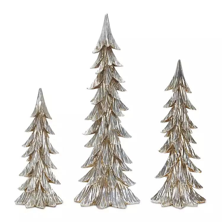 Photo 2 of KIRKLAND Silver Brushed Tabletop Christmas Trees, Set of 3. It's almost the most wonderful time of the year! These charming Silver Brushed Tabletop Christmas Trees will fill your home with Christmas spirit all season long! Set includes three (3) tree deco