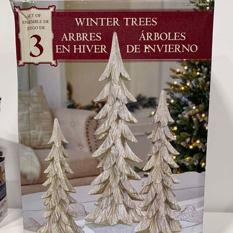 Photo 1 of KIRKLAND Silver Brushed Tabletop Christmas Trees, Set of 3. It's almost the most wonderful time of the year! These charming Silver Brushed Tabletop Christmas Trees will fill your home with Christmas spirit all season long! Set includes three (3) tree deco