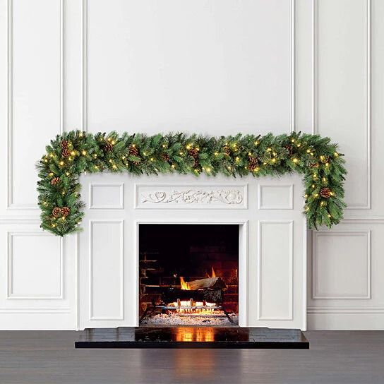 Photo 2 of Kirkland 9’ Pre-Lit LED Greenery Garland. Elegant holiday decorating, this LED 9’ greenery garland with natural pinecones, and 6 different light functions will add a warm festive feel to your home this season. You may connect up to 4 garlands for coverage