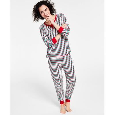 Photo 1 of SIZE MEDIUM - Matching Women's Thermal Waffle Holiday Stripe Pajama Set, Created for Macy's. Matching Women's Thermal Waffle Holiday Stripe Pajama Set, Created for Macy's Women Women's Clothing - Bras, Underwear & Lingerie - Pajamas & Loungewear.