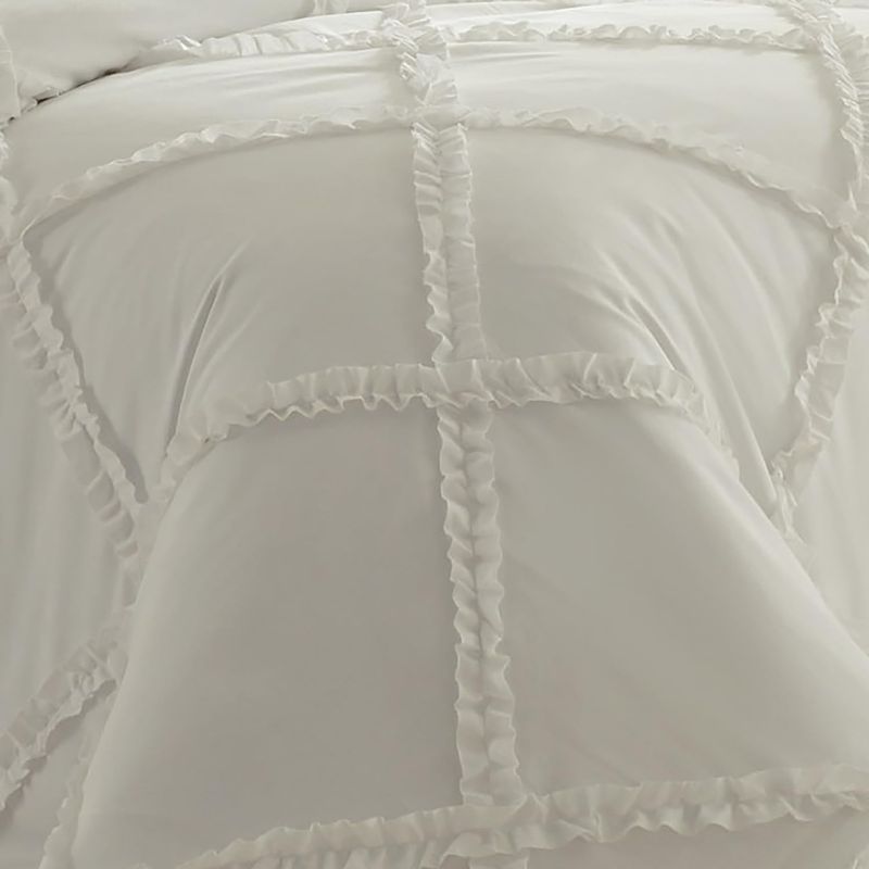 Photo 4 of FULL/QUEEN Laura Ashley Home - Queen Comforter Set, Reversible Cotton Bedding with Matching Shams, Stylish Home Decor for All Seasons (Adelina White) 92"L x 88"W comforter, Two 21"L x 27"W standard shams, Features a white on white dimensional lattice made