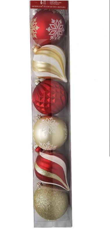 Photo 1 of CG Hunter Holiday 5-Piece Shatter Resistant Ornaments Red/Gold/White. Tis the season to give your tree a fresh decking of colorful ornaments – and here’s a truly inspired array.CG Hunter Holiday 5-Piece Shatter Resistant 6" Ornaments Red/Gold/White is art