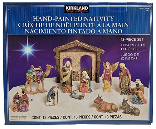 Photo 3 of Kirkland Signature Hand-Painted Christmas Nativity 13-Piece Set. 13-Piece Nativity Set. Hand-crafted and hand-painted with intricate detailing to build each piece. No assembly required. Includes: Manger, Cradle, Baby Jesus, Mary, Joseph, Angel, 3 Wise Men