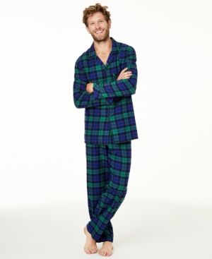 Photo 1 of SIZE SMALL - Men's Matching Black Watch Plaid Family Pajama Set, Created for Macy's - Black Watch Plaid. Classic plaid brings comfy nights in Family Pajamas' cozy cotton flannel pajamas set.