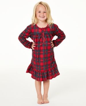 Photo 1 of SIZE 2T - 3T  Matching Kids Brinkley Plaid Family Pajama Nightgown, Created for Macy's. Fun. Festive. Classic. Keep her snuggly all night long in this plaid nightgown by Family Pajamas