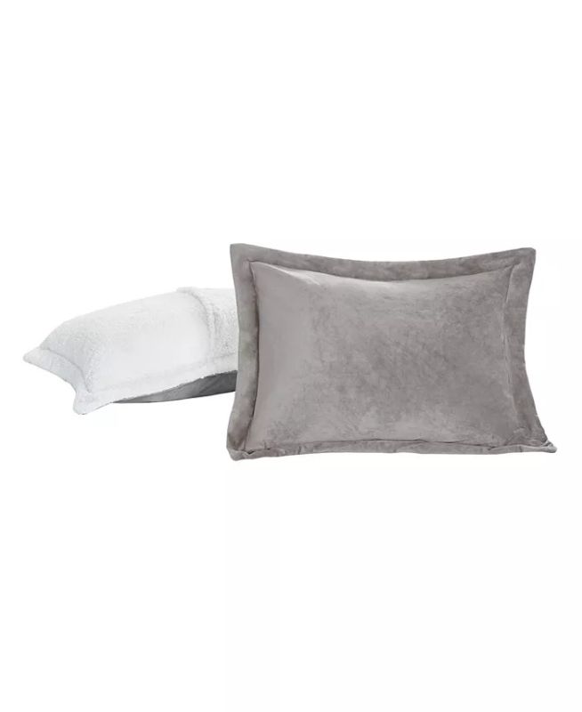 Photo 1 of FULL / QUEEN Premier Comfort Reversible Velvet to Sherpa Comforter Set, Full/Queen. Cozy up to plush textures and superior warmth. This Premier Comfort reversible mini set comforter boasts a luxurious micro velvet that reverses to a soft ivory sherpa back