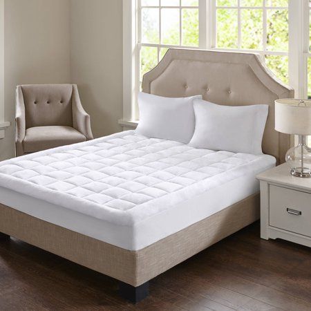 Photo 1 of TWIN - Madison Park Heavenly Soft Overfilled Plush Down Alt. Waterproof Mattress Pad - White. Get the feeling of sleeping on warm fluffy clouds with this ultra soft plush hypoallergenic down alternative mattress pad. It's waterproof for lasting comfort an