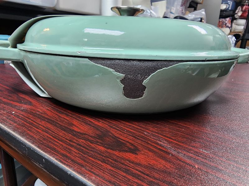 Photo 2 of Brooklyn Steel Co. 4-Qt. Debossed Cast Iron Casserole - Green. Ideal for baking casseroles, browning meats or slow cooking your favorite dishes, Brooklyn Steel Co.'s casserole dish moves easily from oven to table. Heavy enamel-on-cast iron construction di