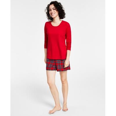 Photo 1 of SIZE XS - Family Pajamas Women's Brinkley Plaid Shorts Mix It Matching Set, Created for Macy's - Plaid Candy Red