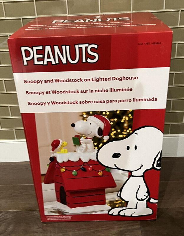 Photo 2 of Peanuts 19 Inch (48.5cm) Snoopy and Woodstock Holiday Dog House with LED Lights. The beloved Peanuts characters, Snoopy and Woodstock, have become synonymous with the Holidays since their debut over 70 years ago. Bring the magic of these cherished charact