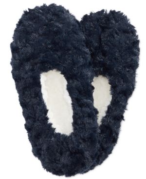 Photo 1 of SIZE S-M - Charter Club Faux Fur Slipper Socks Navy Size S/M