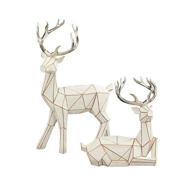 Photo 3 of Holiday Deer Holiday Geometric Deer, Set of 2. Unmistakably natural with a modern twist, this pair of deer brings traditional into modern home decor. This beautifully handcrafted, unique set is exquisitely designed to set a story of festive elegance. It i