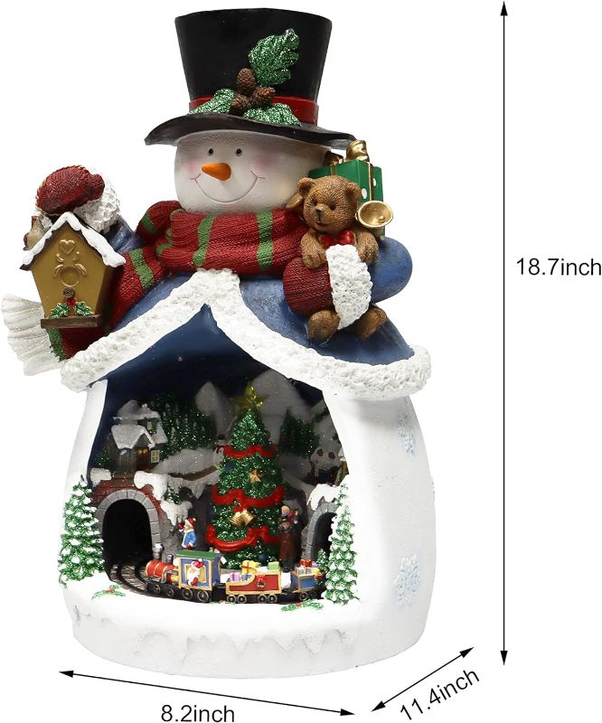 Photo 4 of Moments In Time Christmas Decor Snowman with Christmas Village Scene, with LED Lights, Christmas Music, and Animation - Power Adapter (Included) (18.7" H x 11.4" W x 12.8" D). Plays 8 Classic Christmas Songs: We Wish You A Merry Christmas; O Christmas Tre