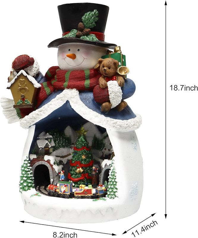 Photo 1 of Moments In Time Christmas Decor Snowman with Christmas Village Scene, with LED Lights, Christmas Music, and Animation - Power Adapter (Included) (18.7" H x 11.4" W x 12.8" D). Plays 8 Classic Christmas Songs: We Wish You A Merry Christmas; O Christmas Tre