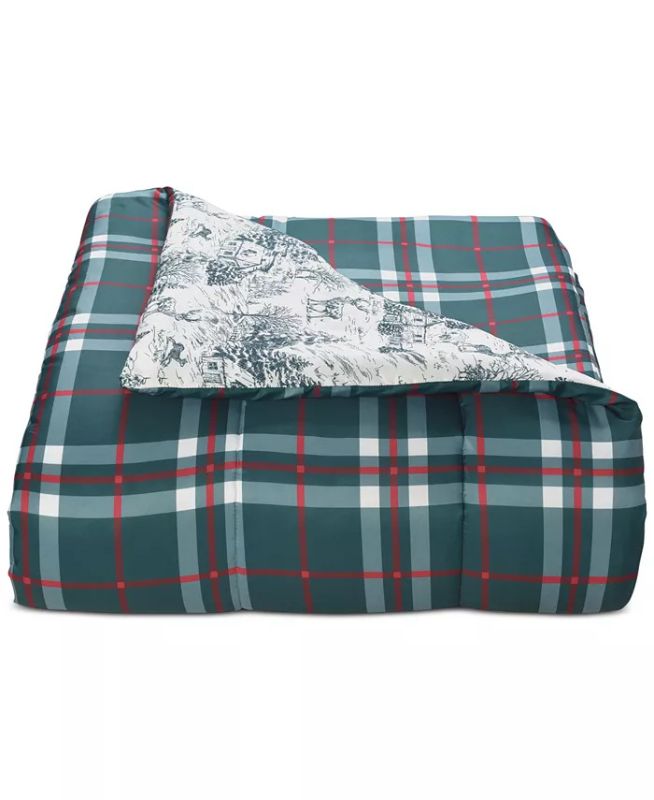 Photo 1 of SIZE KING - Reversible Holiday Toile 3-Pc. King Comforter Set Bedding. Update your bedroom decor with the Holiday Toile comforter set from Sunham, featuring a reversible plaid design. Set includes: comforter (88" x 106"), two shams (20" x 36"). Reversible