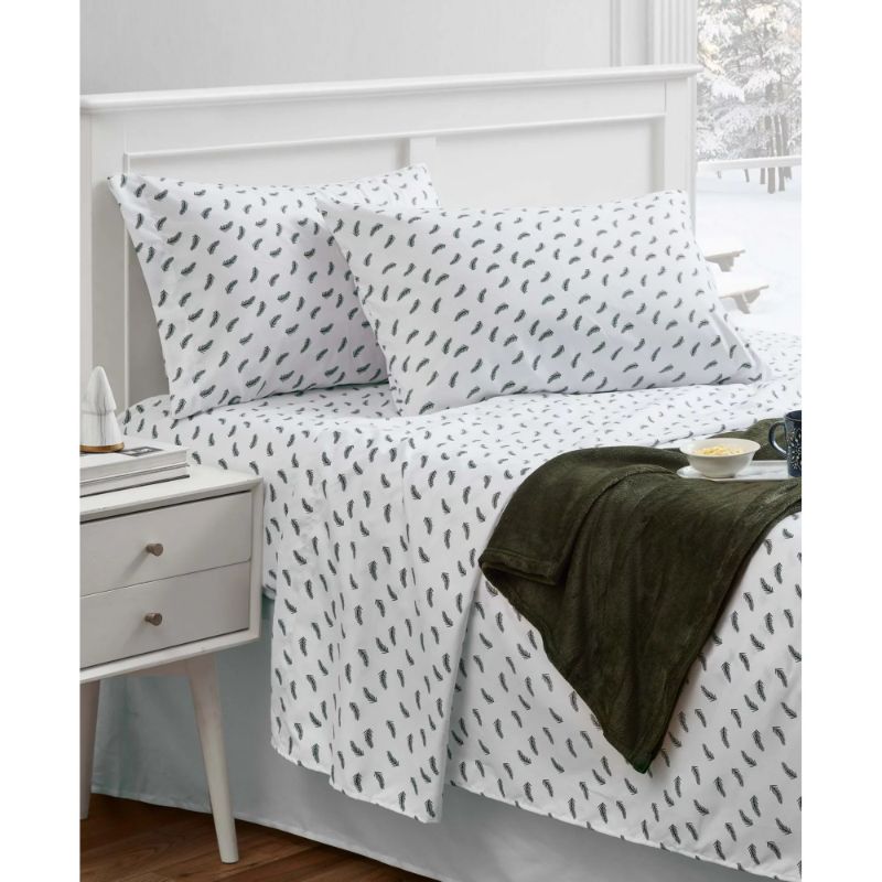 Photo 1 of SIZE TWIN - Sanders Holiday Microfiber 4 Pc Twin Sheet Set with Throw Bedding White. Add A Delightful Holiday Look To The Bedroom With Micro Fiber Sheets And Throw Twin Size 3 Piece Set And Throw Machine Washable Twin Size Dimensions: One Flat Sheet = 66 