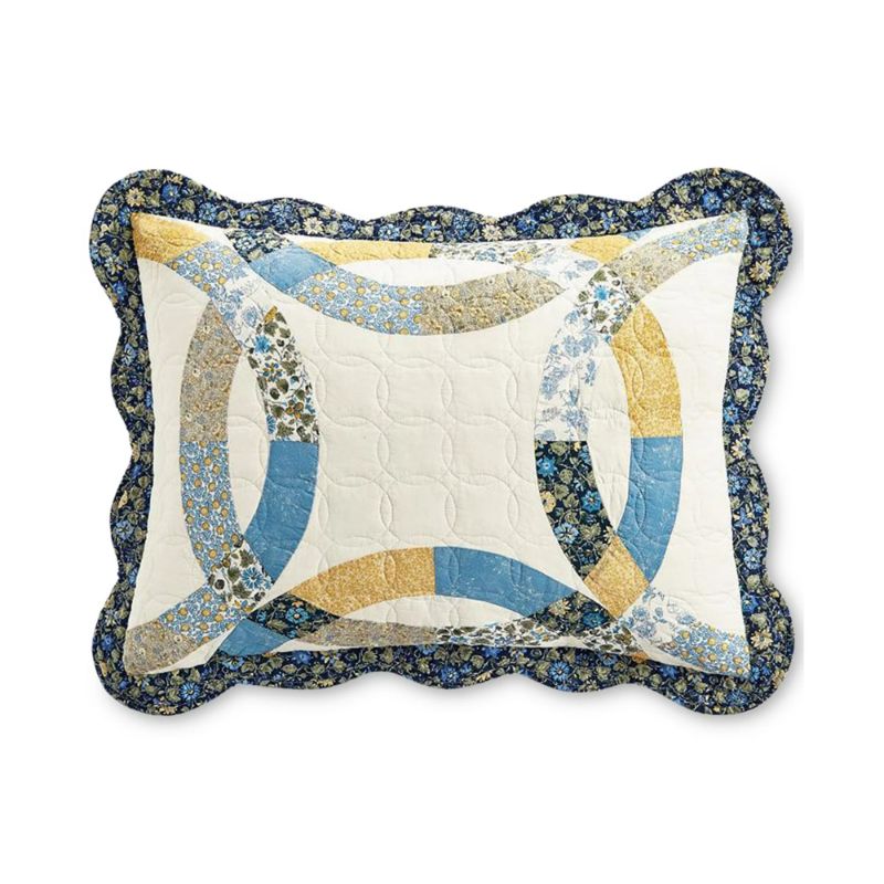 Photo 3 of SIZE TWIN - Martha Stewart Collection Wedding Rings Blue Quilt and Sham Collection, Created for Macy's. Add relaxed comfort and style to your bedroom with the Wedding Rings Blue sham from Martha Stewart Collection, featuring a reversible printed design an