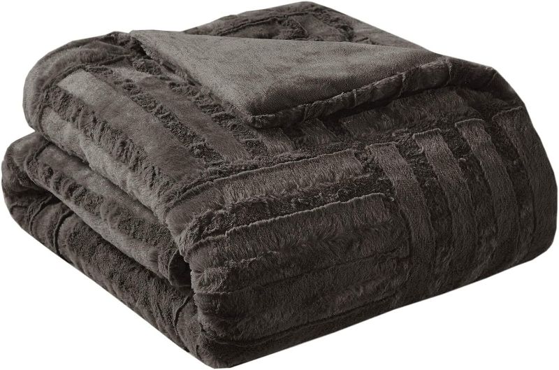 Photo 2 of Madison Park Arctic Luxury Ultra Plush Down Alternative Throw Chocolate 50 X 60