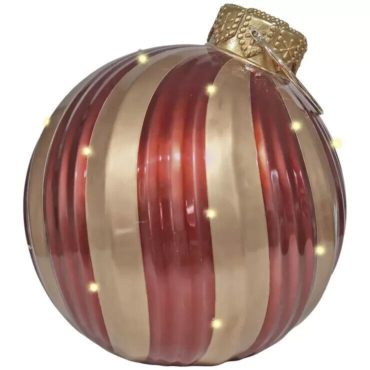 Photo 4 of Oversized Christmas Ornament with LED Lights Striped Swirl 20" x 19" x 19". This handcrafted, unique oversized decorative ornament with LED lighting will provide festive accents for your porch, yard, entry or indoor anywhere you want to display holiday ch