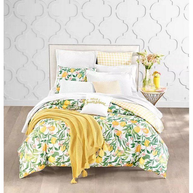 Photo 1 of KING SIZE - Charter Club Damask Designs Citrus 3-Pc. King Comforter Set. Add a refreshing splash of color to the bedroom with the Damask Designs Citrus comforter set from Charter Club, featuring layers of lemons and oranges accented with greenery and blos