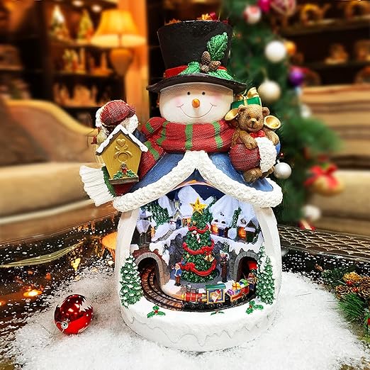 Photo 6 of Moments in Time Christmas Decor Snowman with Christmas Village Scene, with LED Lights, Christmas Music, and Animation - Power Adapter (Included)
(18.7" H x 11.4" W x 12.8" D). Plays 8 Classic Christmas Songs: We Wish You A Merry Christmas; O Christmas Tre