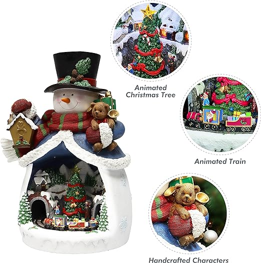 Photo 4 of Moments in Time Christmas Decor Snowman with Christmas Village Scene, with LED Lights, Christmas Music, and Animation - Power Adapter (Included)
(18.7" H x 11.4" W x 12.8" D). Plays 8 Classic Christmas Songs: We Wish You A Merry Christmas; O Christmas Tre