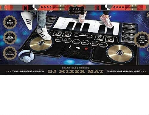 Photo 1 of FAO Schwarz Giant Electronic Dance Mat DJ Mixer Piano Keyboard & Turntable.  Scratch Pads, Includes Built-in Soundtracks & Vocal & Percussion Sound Effects for Composing & Recording Your Own Music, Black. all-in-one piano, soundtracks, drums, and scratch 