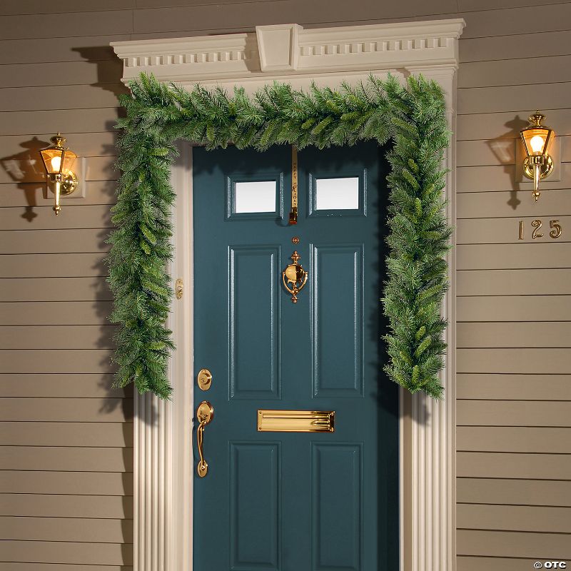 Photo 1 of  9 ft. Winchester Pine Garland. The branch tips on this Winchester Pine garland are a wider diameter creating a softer, fluffier look. It also presents the opportunity to decorate as desired by adding berries, holly, cones or other deco found at local cra