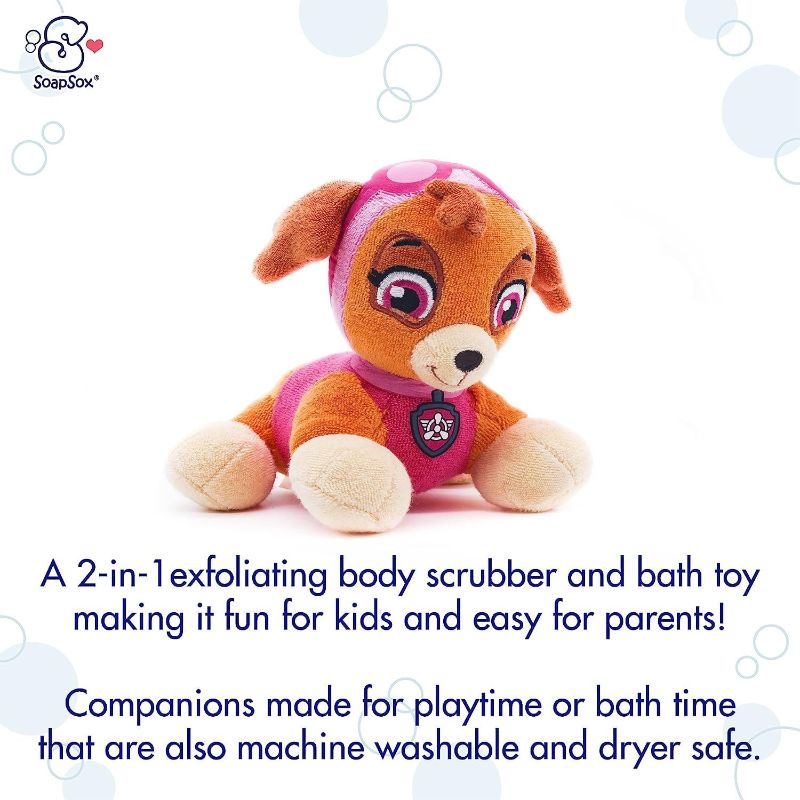 Photo 2 of SoapSox Kids Exfoliating Bath Scrub (Skype PAW Patrol) - Soft Animal Toy Wash Cloth Sponge with Soap Pocket Insert - Fun Loofah Characters for Babies, Kids and Children