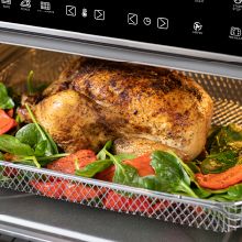 Photo 7 of Aria 30 Qt. Touchscreen Toaster Oven with Recipe Book, Brushed Stainless Steel. Bake, fry, rotisserie, reheat, dehydrate, grill, and roast your favorite meats, breakfasts, desserts, and vegetables faster than ever with the Aria 30 Qt. Air Fryer Oven! This