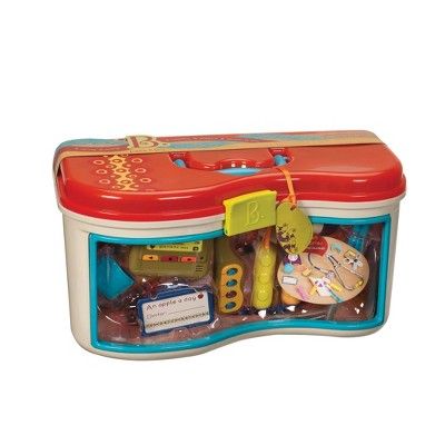 Photo 2 of B. toys Toy Doctor Kit - Wee MD. With the Wee MD™ play set, toddlers creatively discover the world of medicine and learn about what it’s like to be a doctor. The toy features 14 tools that kids can easily use to pretend play and become a doctor for the da