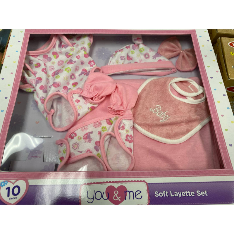 Photo 2 of YOU & ME Soft Layette Set, Created for You by Toys R Us. Have everything ready for new baby dolls with the You and Me Soft Layette Set. It comes with everything your little one needs to bring their baby home in style, with matching adorable embroidered de