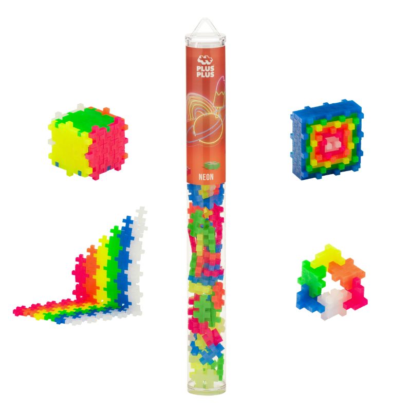 Photo 1 of PLUS PLUS - 70 Piece Neon Color Mix - Construction Building Stem/Steam Toy, Kids Mini Puzzle Blocks Open Play Tube - Neon Color Mix