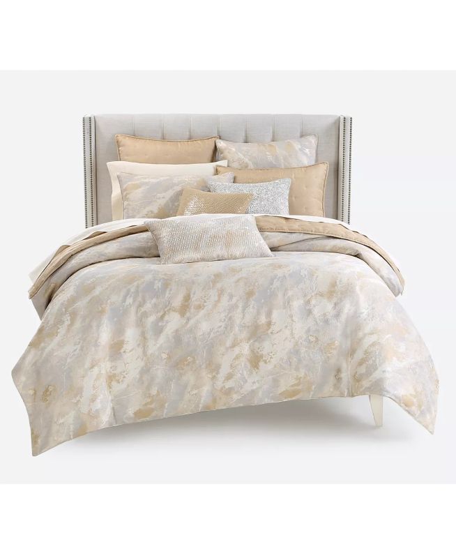 Photo 3 of FULL / QUEEN Hotel Collection Metallic Stone Comforter, Full/Queen, Created for Macy's Bedding. Bring some nature and shine to your bedroom with the Metallic Stone Bedding collection. Colored in understated golds and silvers, this textural stone pattern i